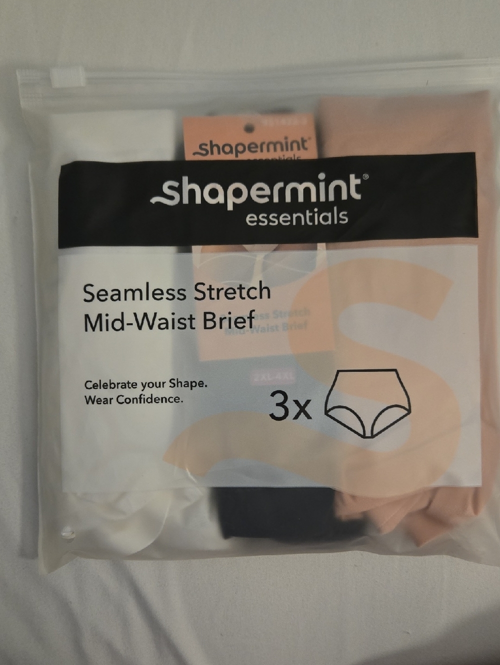 Shapermint Seamless Stretch Mid-Waist Brief  3 Pair FITS 1X TO 4X